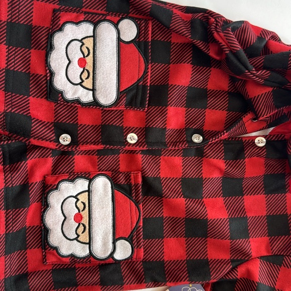 PJ’S & Presents red trimmed pajama top shirt Size 3T flannel Christmas Santa - Picture 6 of 10